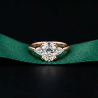 2.40 Ct Oval Moissanite Trilogy Ring for girls Rose Gold