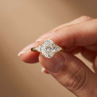 2.40 Ct Oval Moissanite Trilogy Ring for girls Gold
