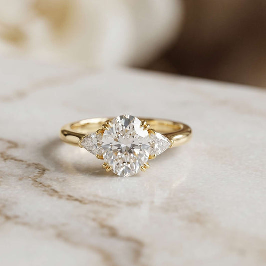 2.40 Ct Oval Moissanite Trilogy Ring for girls