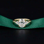 2.40 Ct Oval Moissanite Trilogy Ring for girls Gold