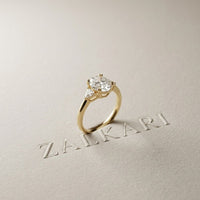 2.40 Ct Oval Moissanite Trilogy Ring for girls Gold