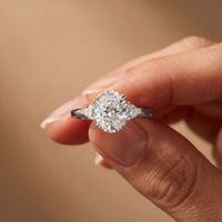2.40 Ct Oval Moissanite Trilogy Ring for girls White