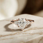 2.40 Ct Pear Cut Moissanite Three Stone Ring Rose Gold