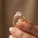 2.40 Ct Pear Cut Moissanite Three Stone Ring Gold