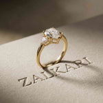 2.40 Ct Pear Cut Moissanite Three Stone Ring Gold