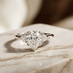 2.40 Ct Pear Cut Moissanite Three Stone Ring White