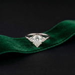 2.40 Ct Pear Cut Moissanite Three Stone Ring White