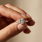 2.40 Ct Princess Cut Moissanite Trio Solitaire Ring Rose Gold
