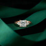2.40 Ct Princess Cut Moissanite Trio Solitaire Ring Rose Gold