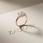 2.40 Ct Princess Cut Moissanite Trio Solitaire Ring Rose Gold