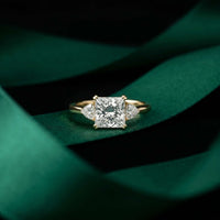 2.40 Ct Princess Cut Moissanite Trio Solitaire Ring Gold