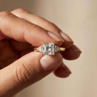 2.40 Ct Princess Cut Moissanite Trio Solitaire Ring Gold