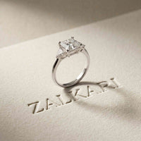 2.40 Ct Princess Cut Moissanite Trio Solitaire Ring White