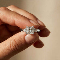 2.40 Ct Princess Cut Moissanite Trio Solitaire Ring White