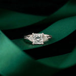 2.40 Ct Princess Cut Moissanite Trio Solitaire Ring White
