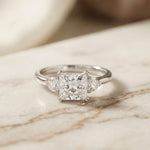 2.40 Ct Princess Cut Moissanite Trio Solitaire Ring White