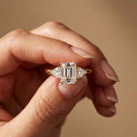 2.3 Ct Emerald Cut Moissanite Elegance Trio Ring