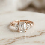 2.3 Ct Emerald Cut Moissanite Elegance Trio Ring