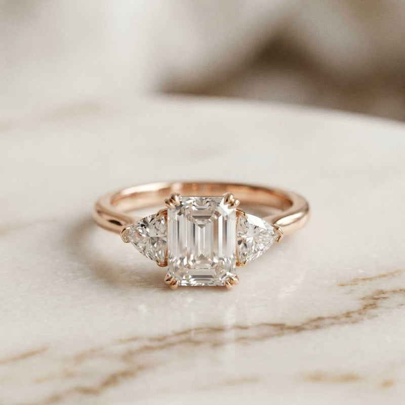 2.3 Ct Emerald Cut Moissanite Elegance Trio Ring