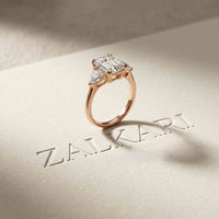 2.3 Ct Emerald Cut Moissanite Elegance Trio Ring