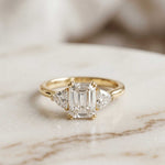 2.3 Ct Emerald Cut Moissanite Elegance Trio Ring