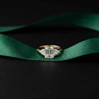 2.3 Ct Emerald Cut Moissanite Elegance Trio Ring