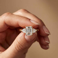 2.3 Ct Emerald Cut Moissanite Elegance Trio Ring