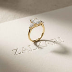 2.3 Ct Emerald Cut Moissanite Elegance Trio Ring