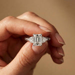 2.3 Ct Emerald Cut Moissanite Elegance Trio Ring