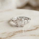 2.3 Ct Emerald Cut Moissanite Elegance Trio Ring