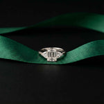2.3 Ct Emerald Cut Moissanite Elegance Trio Ring
