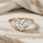2.3 Ct Heart Cut Moissanite Trilogy Ring for Women