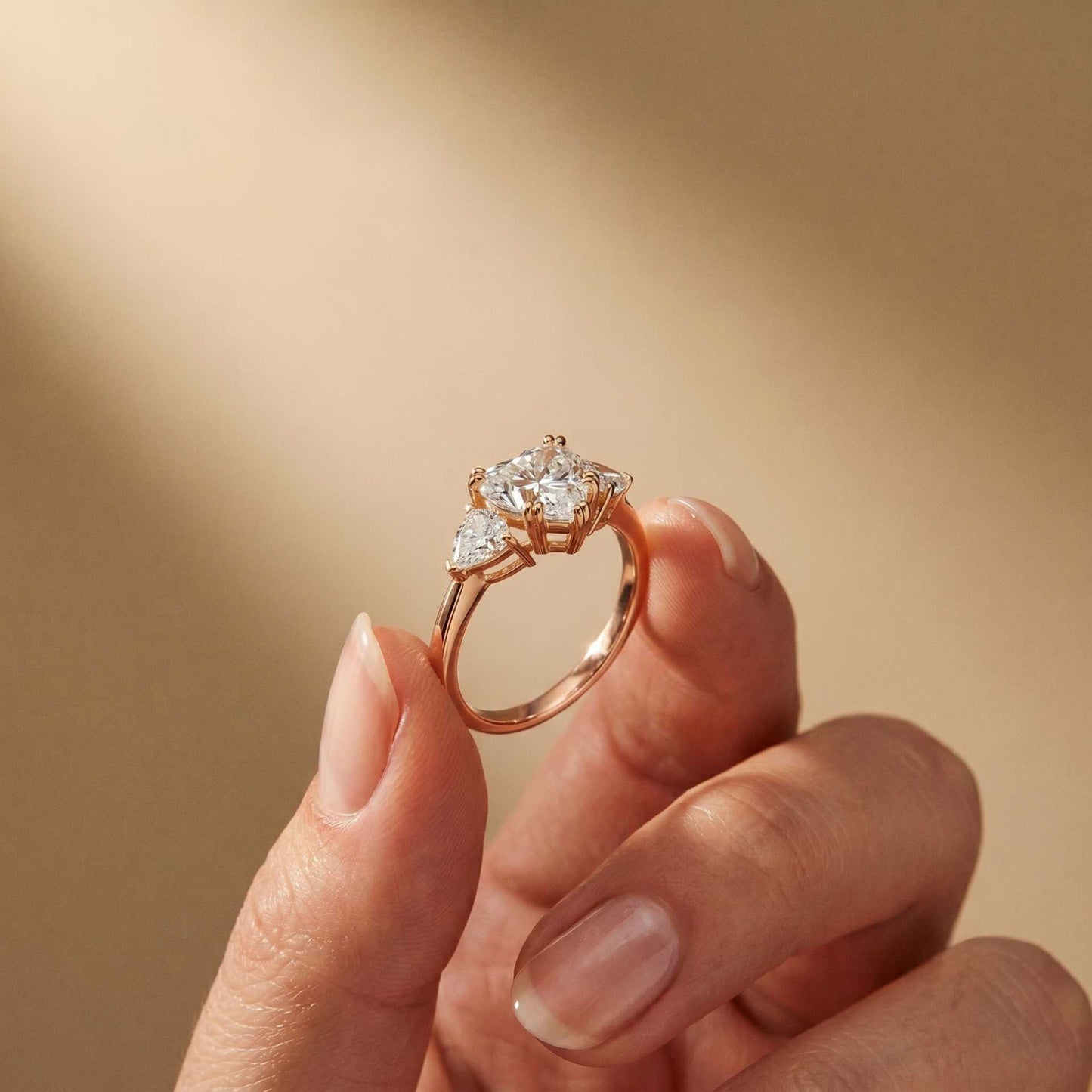 2.3 Ct Heart Cut Moissanite Trilogy Ring for Women