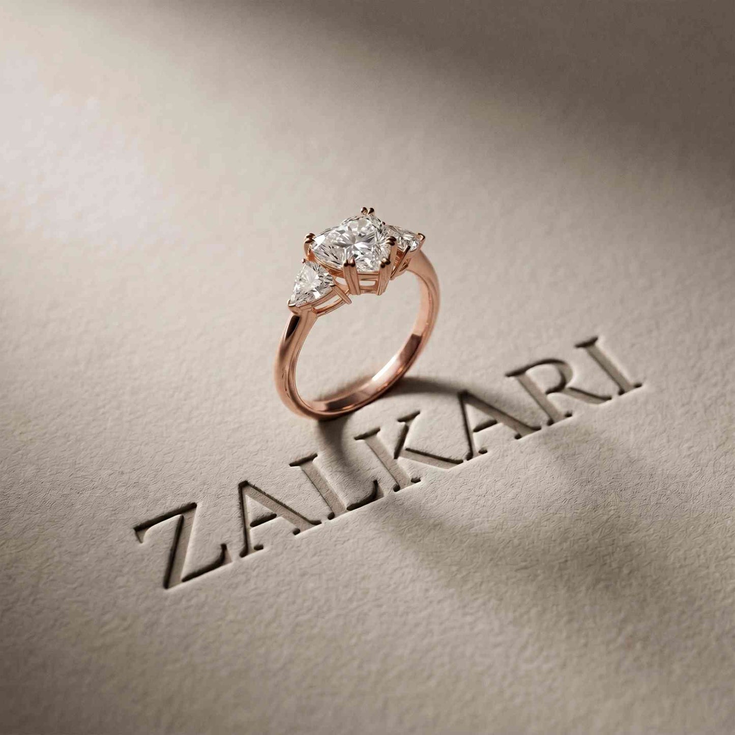2.3 Ct Heart Cut Moissanite Trilogy Ring for Women