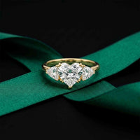 2.3 Ct Heart Cut Moissanite Trilogy Ring for Women