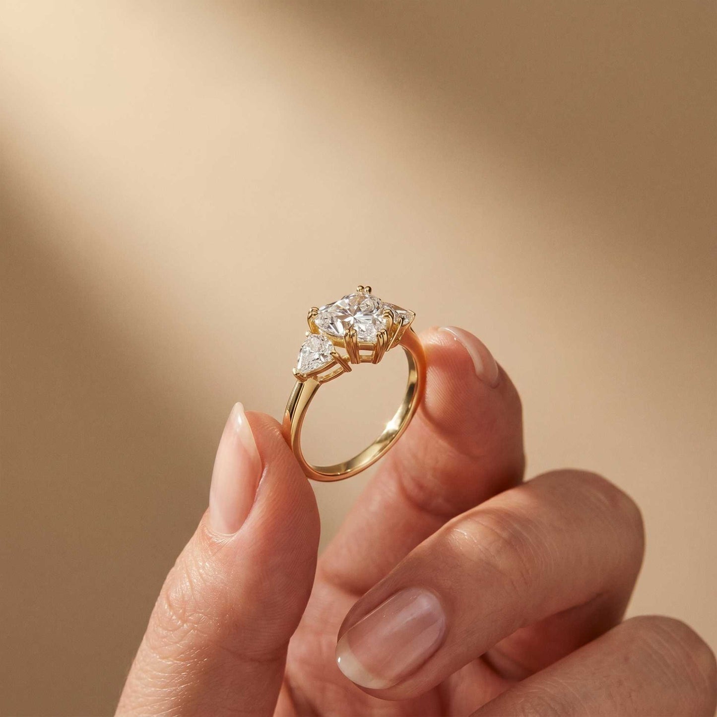 2.3 Ct Heart Cut Moissanite Trilogy Ring for Women