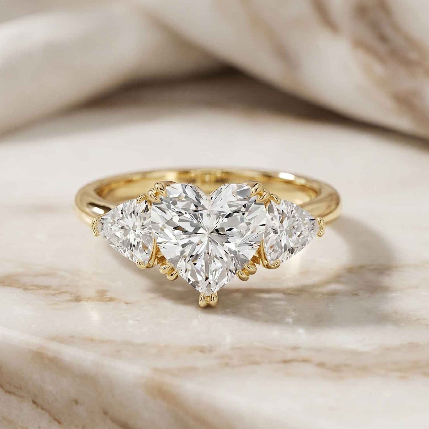 2.3 Ct Heart Cut Moissanite Trilogy Ring for Women
