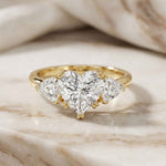2.3 Ct Heart Cut Moissanite Trilogy Ring for Women