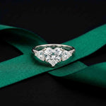 2.3 Ct Heart Cut Moissanite Trilogy Ring for Women