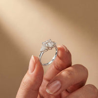 2.3 Ct Heart Cut Moissanite Trilogy Ring for Women