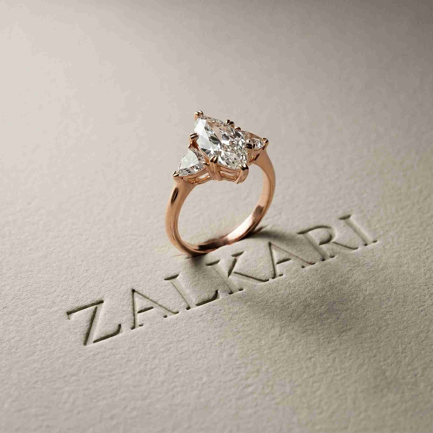 2.3 Ct Marquise Cut Moissanite Trilogy Solitaire Ring for Women