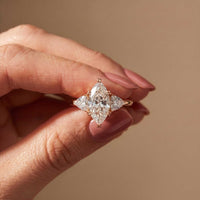 2.3 Ct Marquise Cut Moissanite Trilogy Solitaire Ring for Women