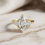 2.3 Ct Marquise Cut Moissanite Trilogy Solitaire Ring for Women