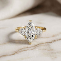 2.3 Ct Marquise Cut Moissanite Trilogy Solitaire Ring for Women