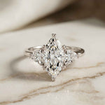 2.3 Ct Marquise Cut Moissanite Trilogy Solitaire Ring for Women