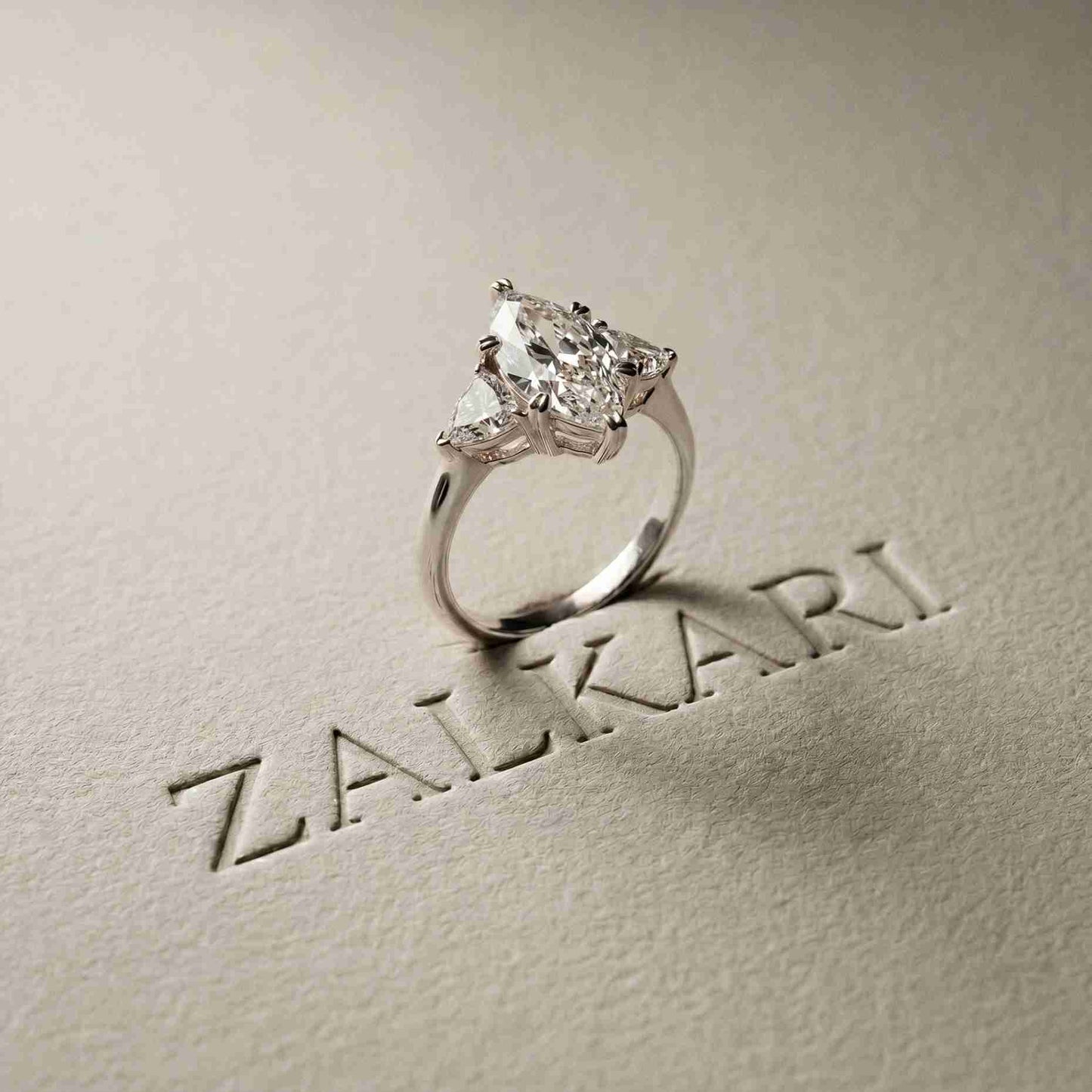 2.3 Ct Marquise Cut Moissanite Trilogy Solitaire Ring for Women