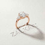 2.3 Ct Oval Cut Moissanite Classic Trio Ring for Women