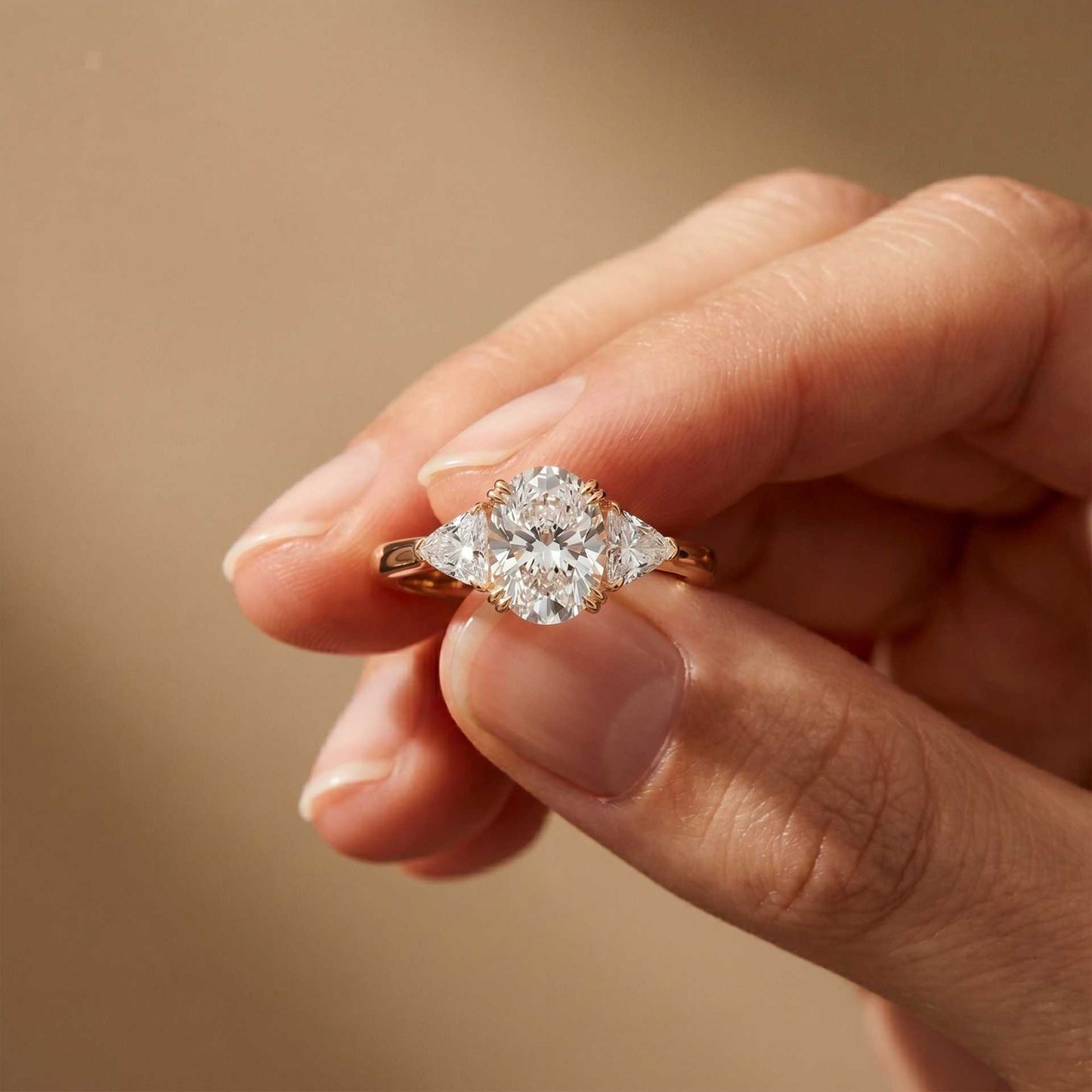 2.3 Ct Oval Cut Moissanite Classic Trio Ring for Women