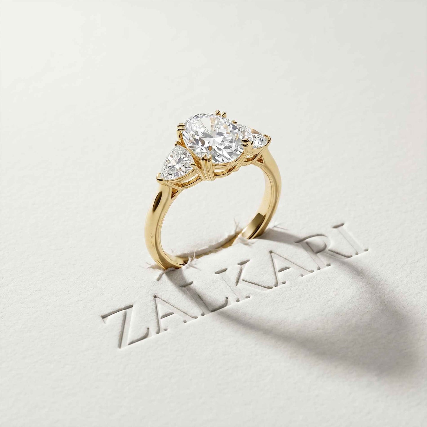2.3 Ct Oval Cut Moissanite Classic Trio Ring for Women