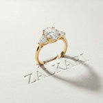 2.3 Ct Oval Cut Moissanite Classic Trio Ring for Women
